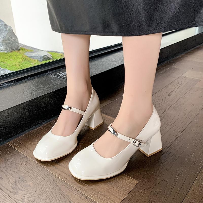 Women Mary Janes Shoes Luxury Party Women High Heels Designer British Style Lolita Shoe Elegant Thick Heel Women Shoes Sandalias