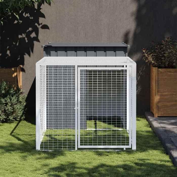 VidaXL Chicken Coop with Run Anthracite 110x201x110 Cm Galvanized Steel, Chicken Coop, Chicken Run, Chicken Coop with Run, 172359