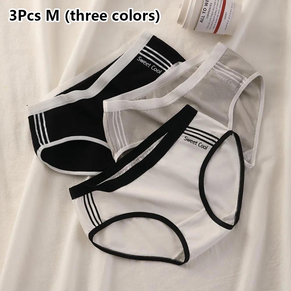 3Pcs/Set Solid Color Women Cotton Panties Mid Waist Women Briefs Lingerie Sports Lingerie Use