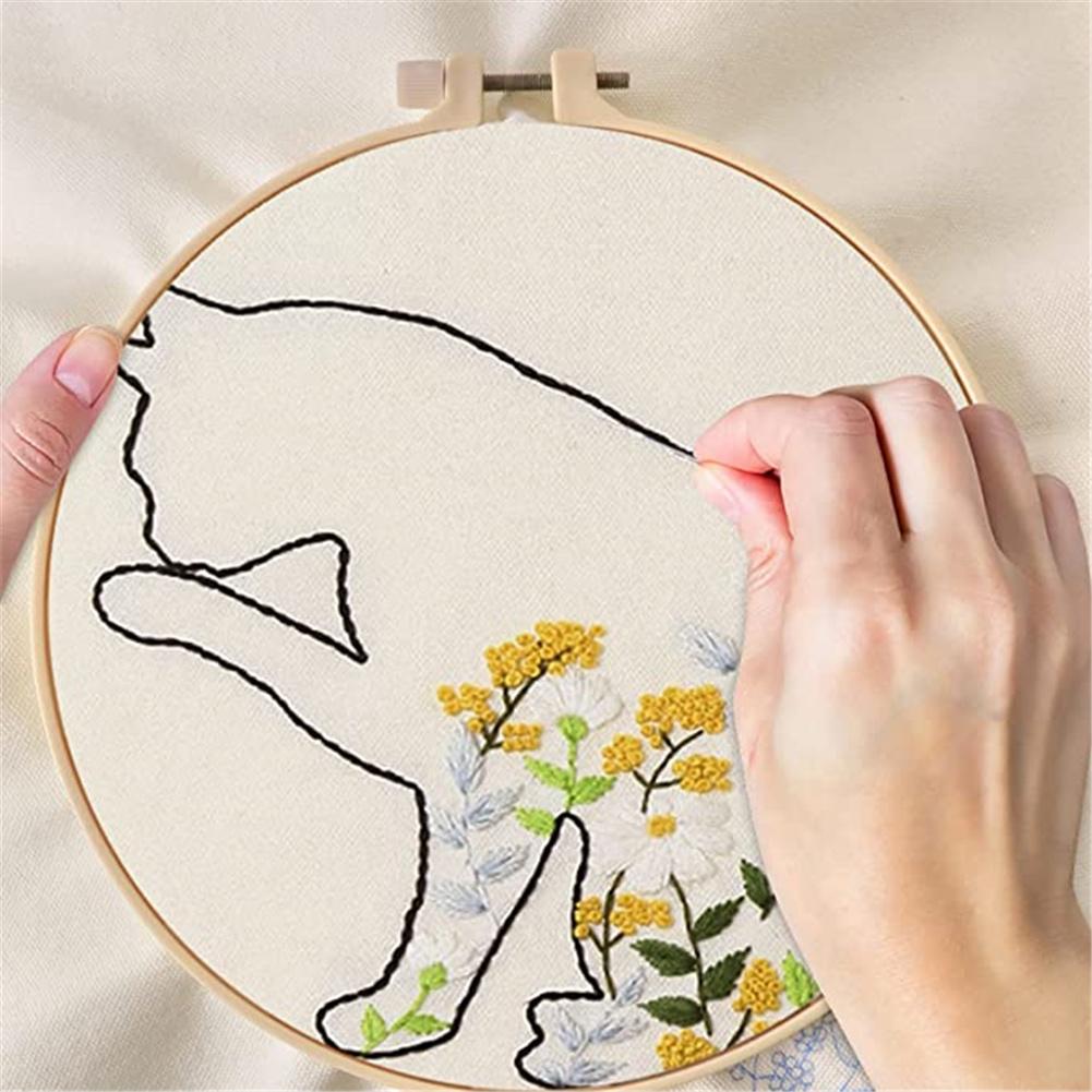 Vattenlöslig tryck Bomull Canvas Väska Korsstygn Gör-det-själv Materialpaket För Nybörjare (väska 34x40cm Broderiram Diameter 20cm)