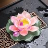 Hand Pinched Lotus Tea Pet Ceramic Color Changing Sculpture Chinese Style Artwork for Home Office Desk Decor Gift