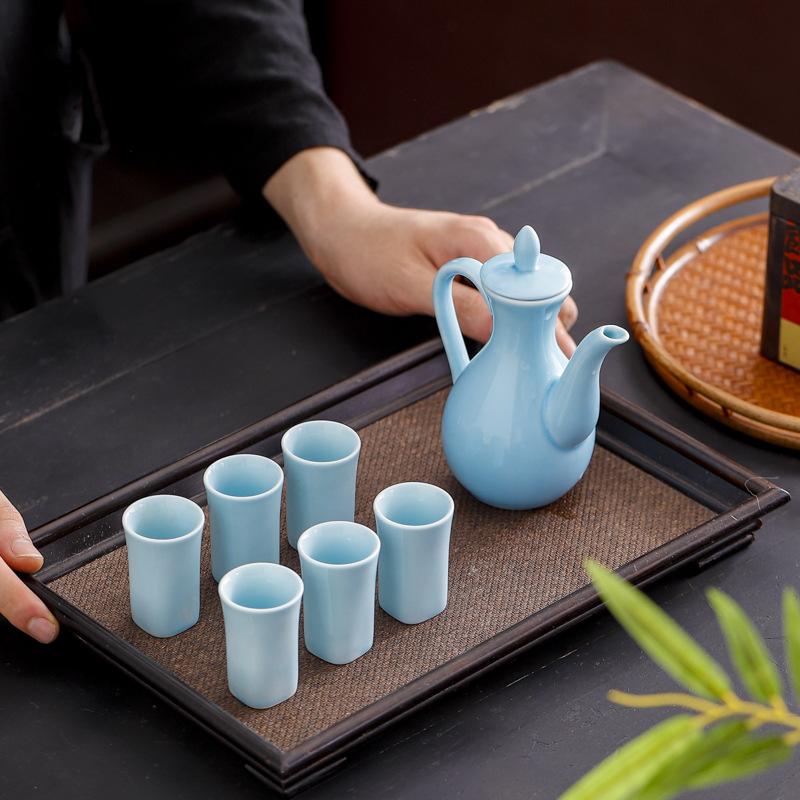 Japanese Style Ceramic Wine Set Liquor Cup Set Creative Portable Travel Wine Home Bar Hotel Wine Glass Warm Jug Gift Box Set