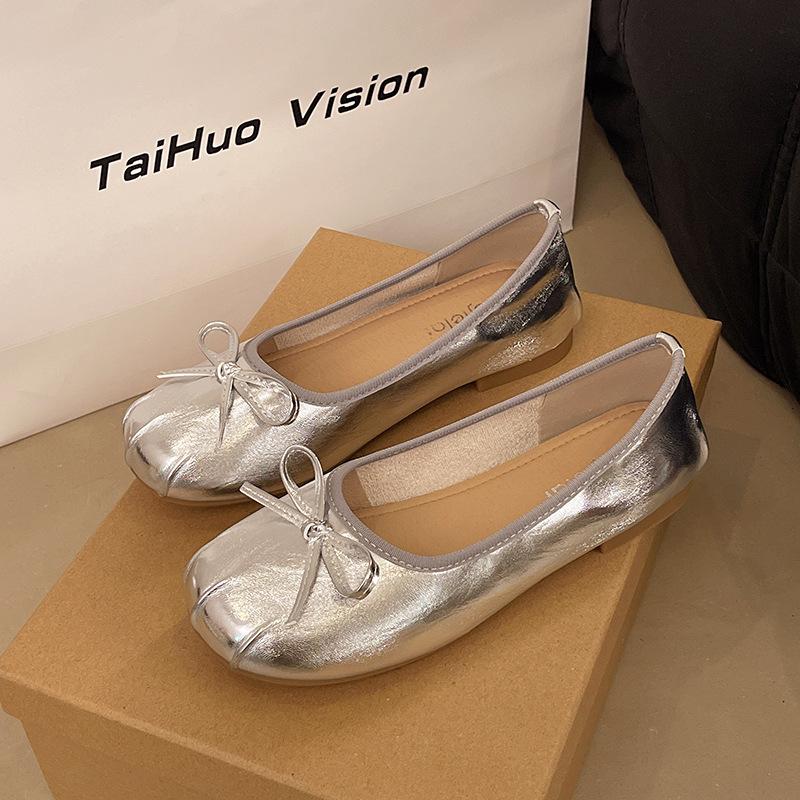 Silver fairy wind slope heel single shoes female summer 2025 new grandma shoes with skirt soft sole pregnant women anti-skid moisture