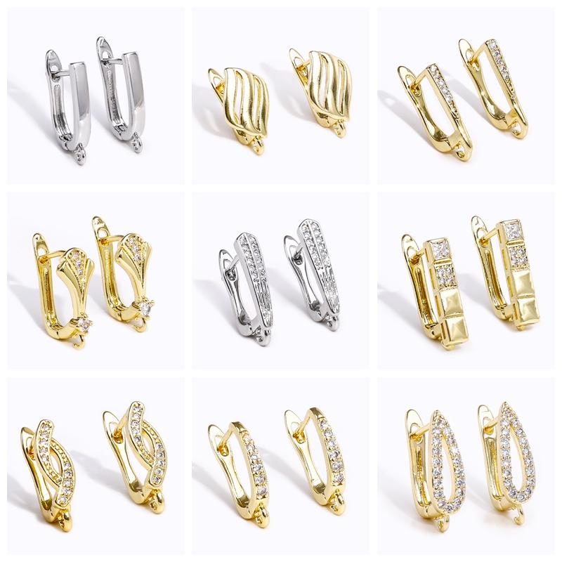 DIY Jewelry Making Earring Multi Styles 18K Gold Plated Natural Shell Earrings Clasps Hooks Earwires Fasteners Accessories