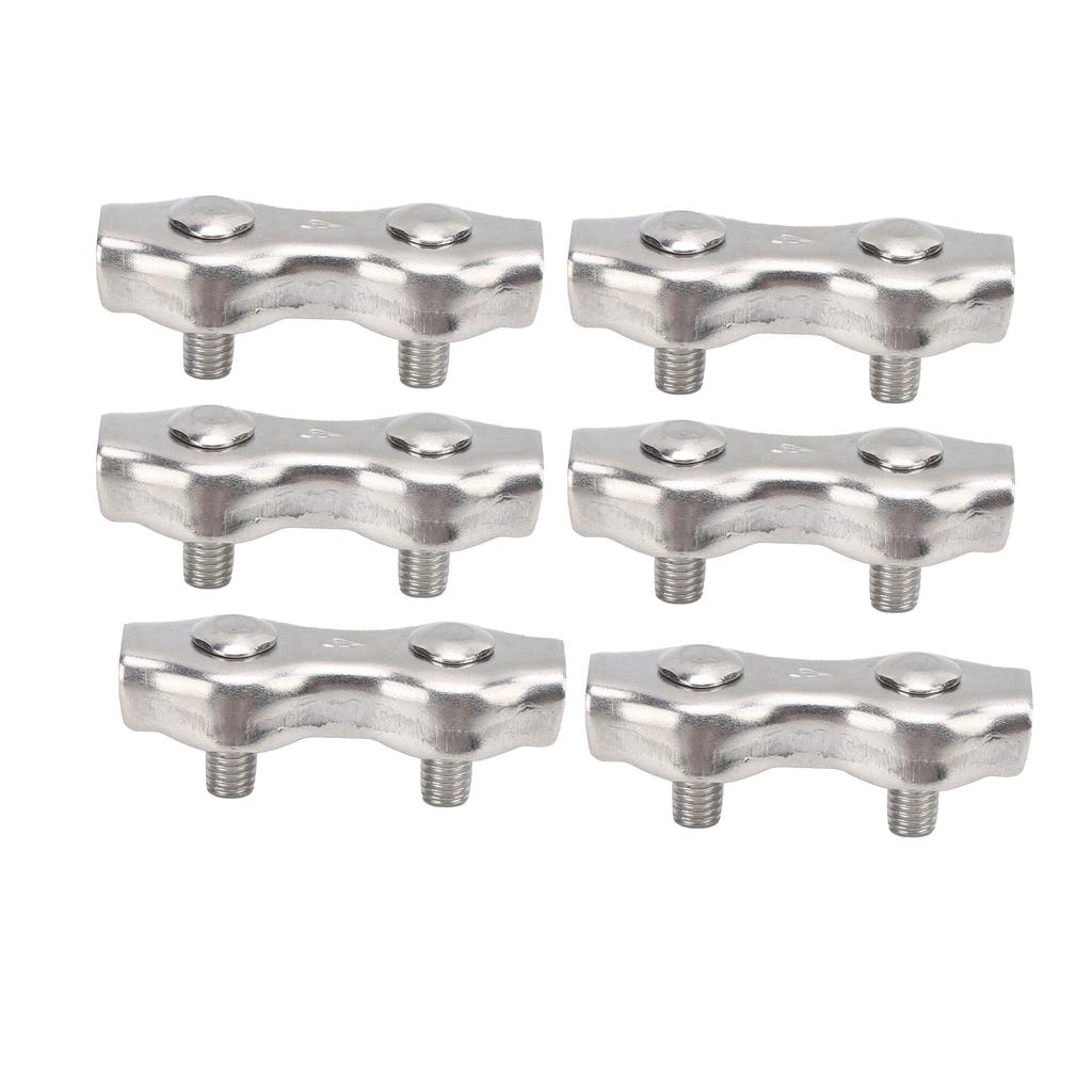 6pcs Duplex Wire Rope Clip Cable Clamps Stainless Steel Duplex 2‑Post Cable Clamp for Wire RopeM4