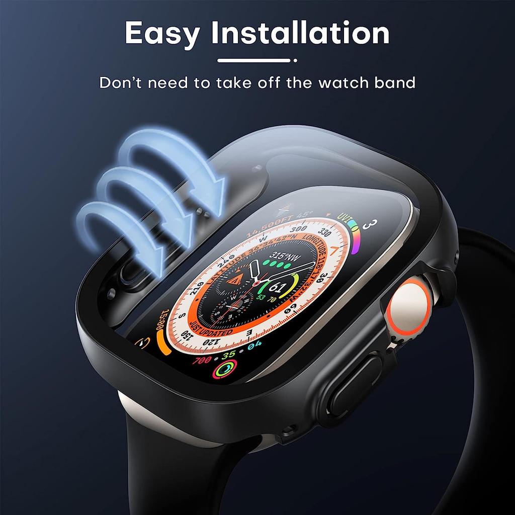 1/3Pack Glass+case For Apple Watch Ultra 49mm strap smartwatch PC Bumper+Screen Protector Tempered Cover iwatch series Accessori