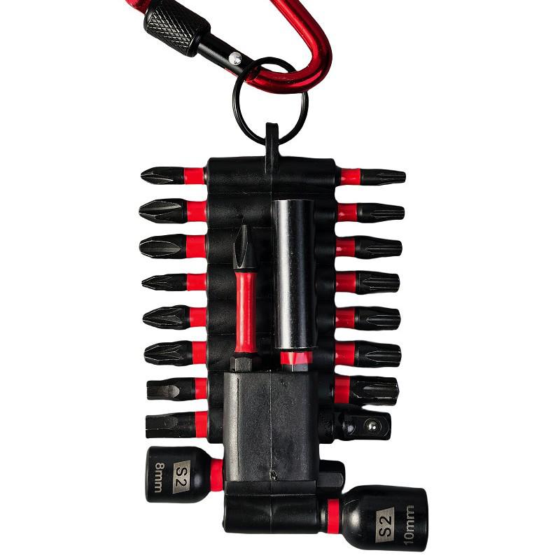 Black S2 Magnetic Sleeve Screwdriver Bit Set with Storage Strip