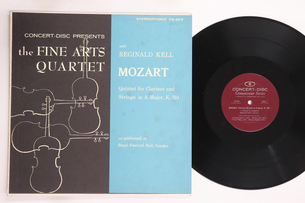 LP Record REGINALD KELL, FINE ARTS QUARTET - Mozart Quintet For Clarinet And Str CS203 CONCERT DISC US Classical Used