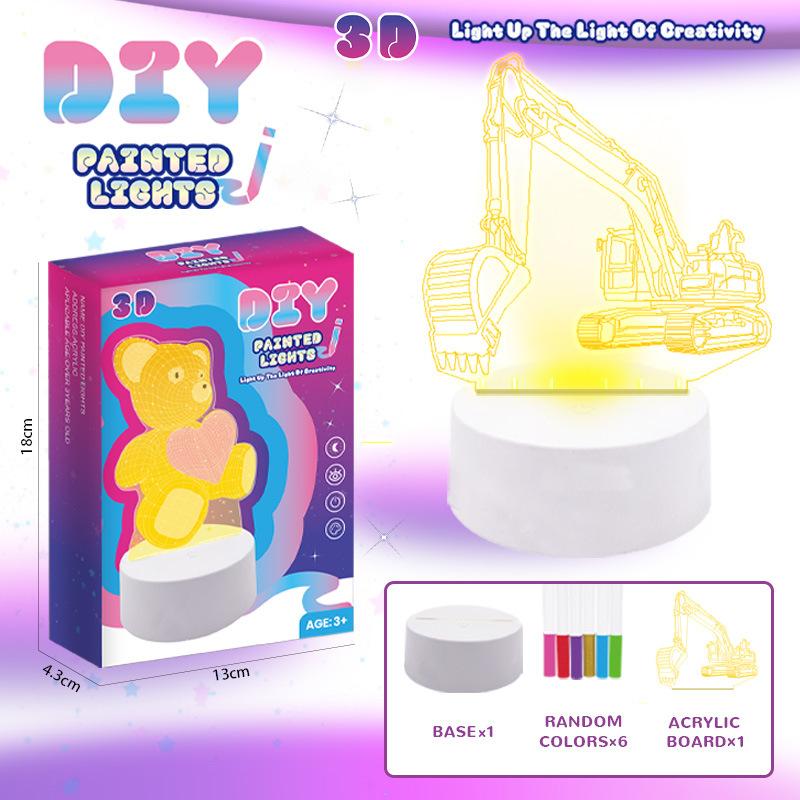 

3D расписной ночник креативный сделай сам граффити ручной работы светящийся трехцветный светильник импортная торговля праздничные игрушки подарки 20.65 оранжево-розовый