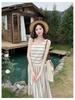 Women's Slim Fit A-line Summer Dress - French Stripe, Contrasting Colors, Elegant Waist Cinched Design