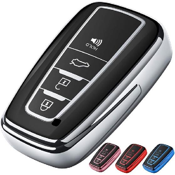 Tukellen for Toyota Key Fob Cover,Special Soft TPU Key Case Cover Protector Compatible with -2025 Rav4 2018-2024 Camry 4Runner - Highlander Corolla