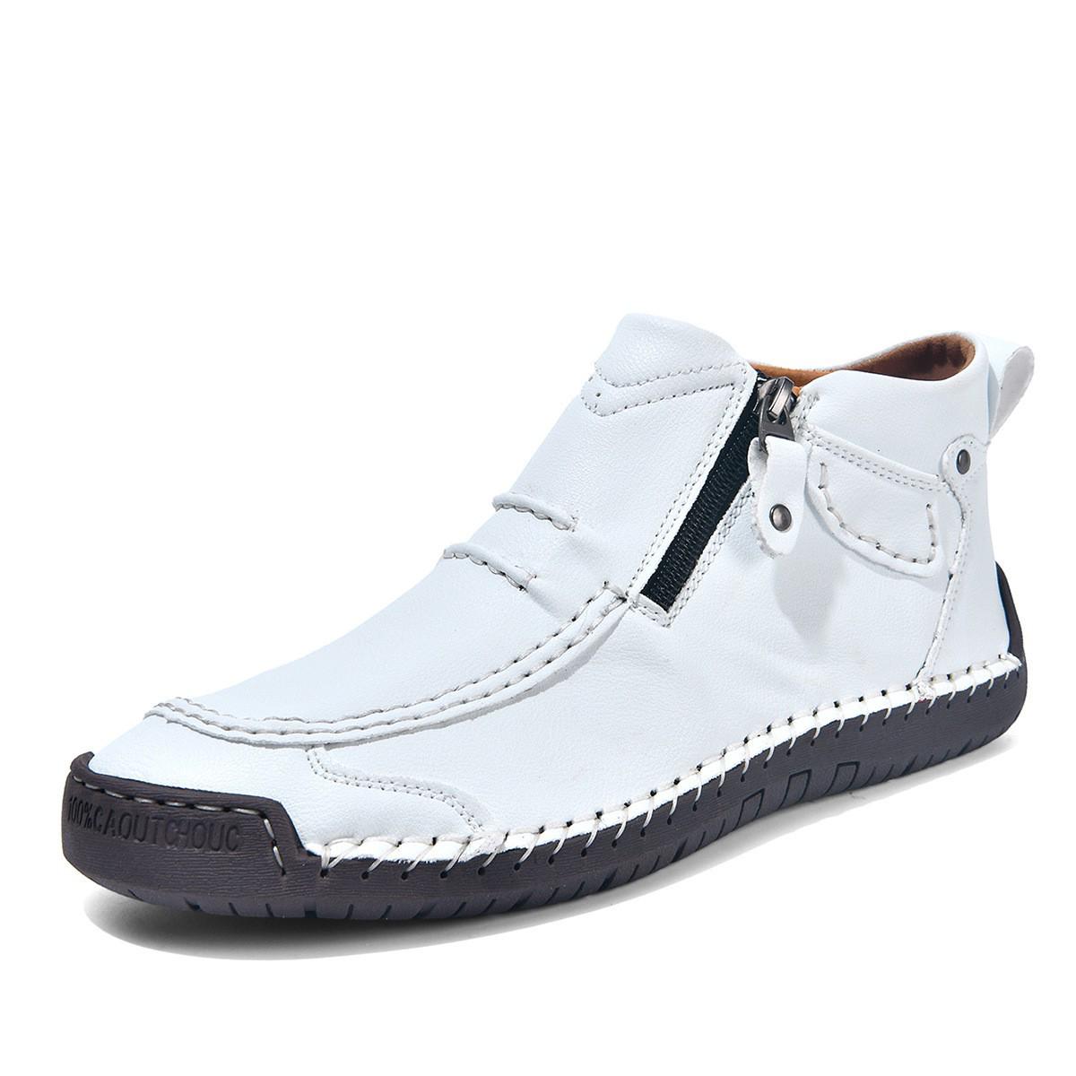 Plus Size Men s Handmade Leather Slip-on Outdoor Casual Martin Ankle Boots Size 42