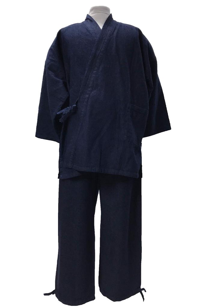 Original Denim Samue Sturdy Yet Soft Samue with Pattern All Year Round Waist Pattern Navy Yoshiwara Jumpsuit 4L [Edoten] (100% Cotton) Men's