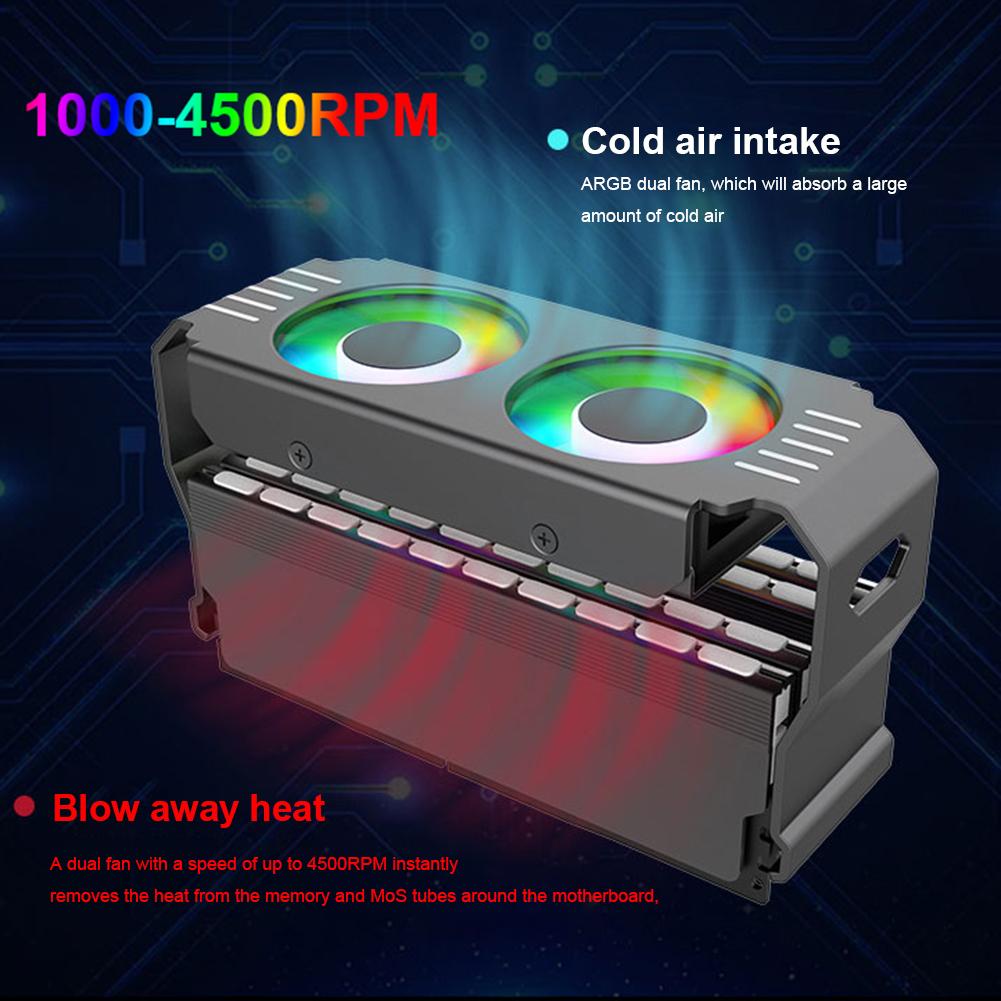 D50 RAM Radiator Heat Sink DDR4 DDR5 RAM Memory Cooler 5V 3PIN ARGB AURA Sync 4Pin PWM Dual Fan PC Memory Cooling Radiator