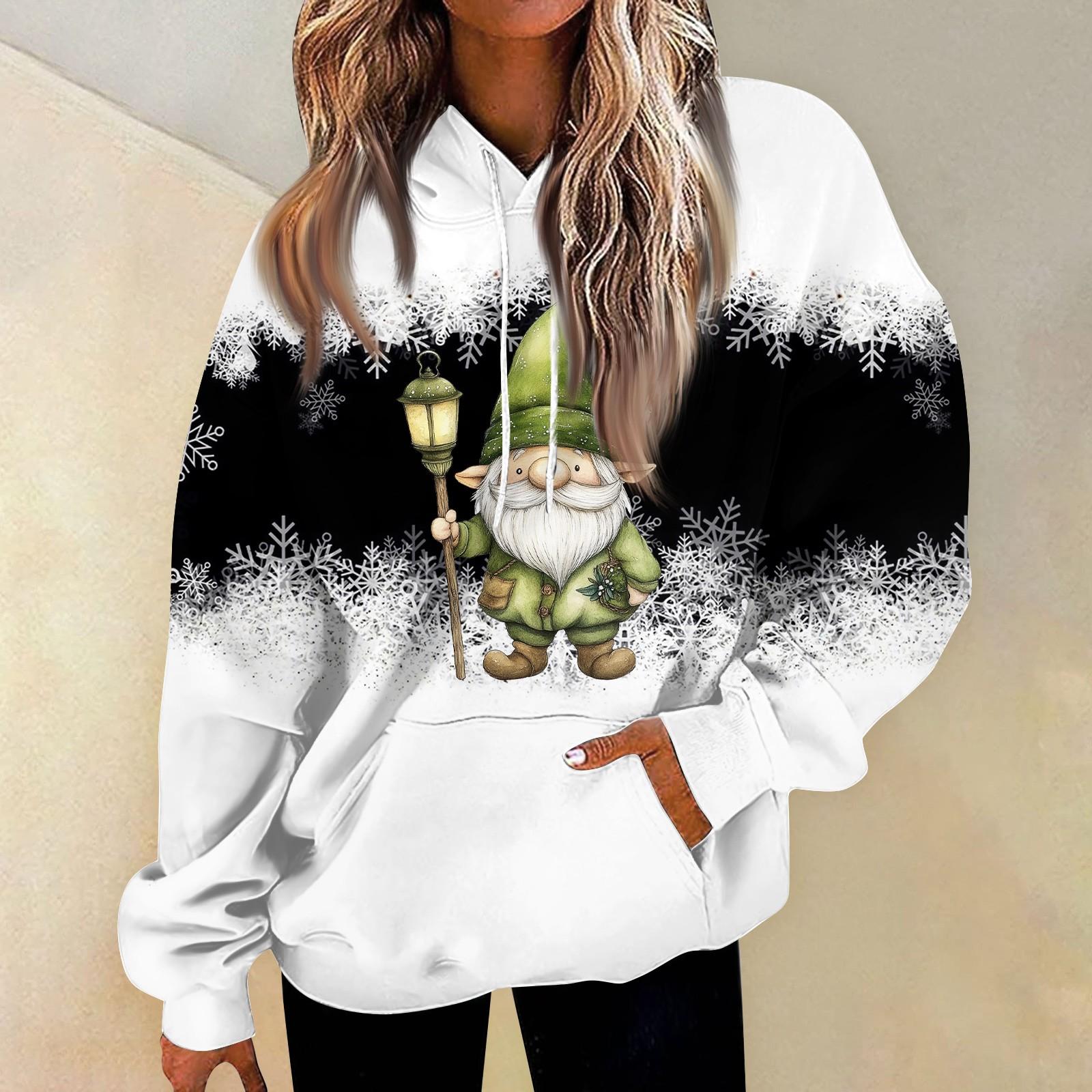 

Женские повседневные модные пуловеры с длинными рукавами и принтом, толстовки с капюшоном L белый