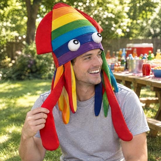 Unique Festival Party Gift Funny Octopus Hat with Tentacles, Creative Plush Cap for Cosplay Comic Exhibition Costume Gear and Photography, Novelty
