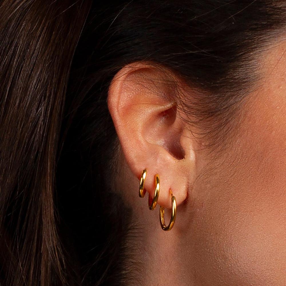 CARLIDANA Luxury Jewelry 14K Gold Plated No Fade Hoop Earrings Simple Style Non Tarnish Stainless Steel Clip On Earrings