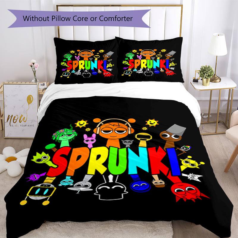 3pcs Sprunki Bedding Set Duvet Cover Closure Includes 1 Duvet Cover & 2 Pillowcases, Soft and Comfortable for All Seasons.