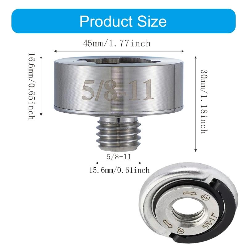 Multipurpose Angles Grinder Arbors Adapter 5/8"-11 Threaded Shafts with Locking Nut For X Lock Secure Attachments