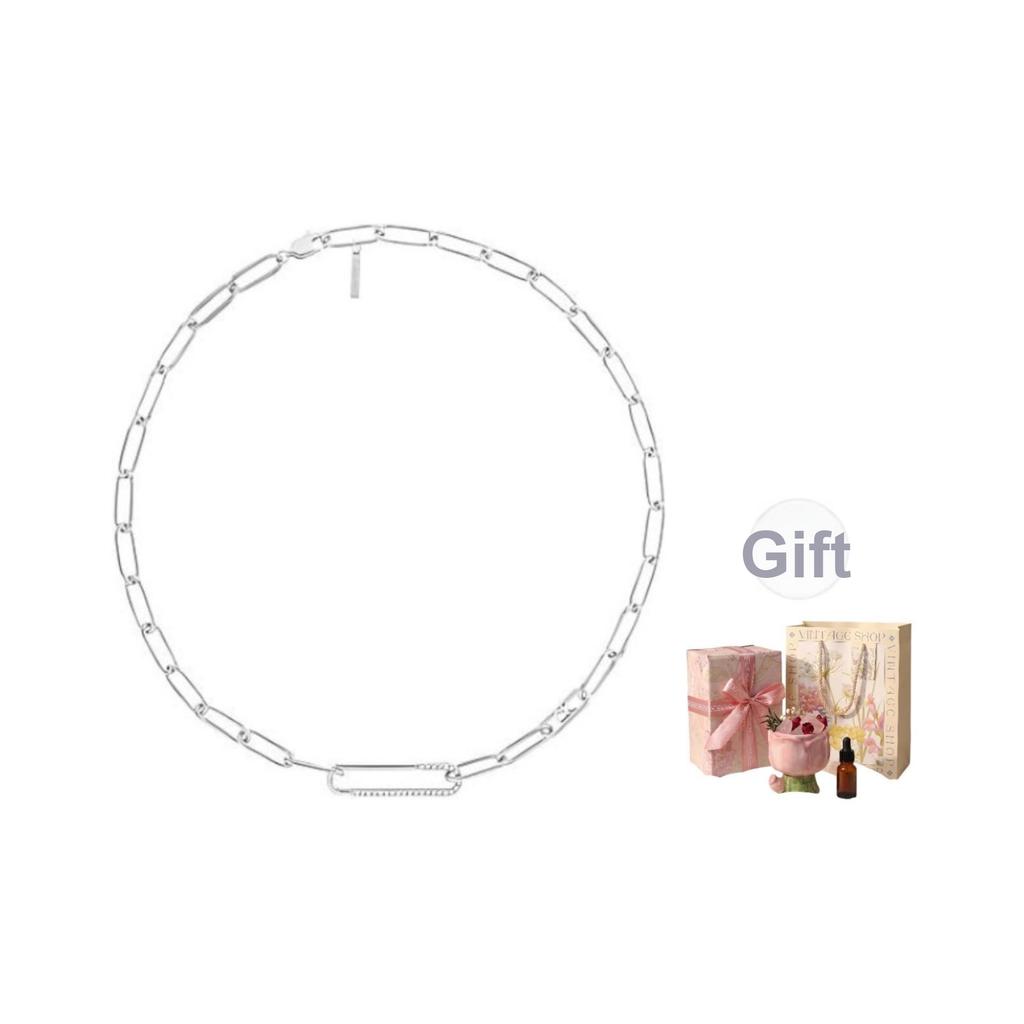 Calvin Klein Fashion Series Silver Plated Steel Clip Crystal Necklace Women necklace 35000536