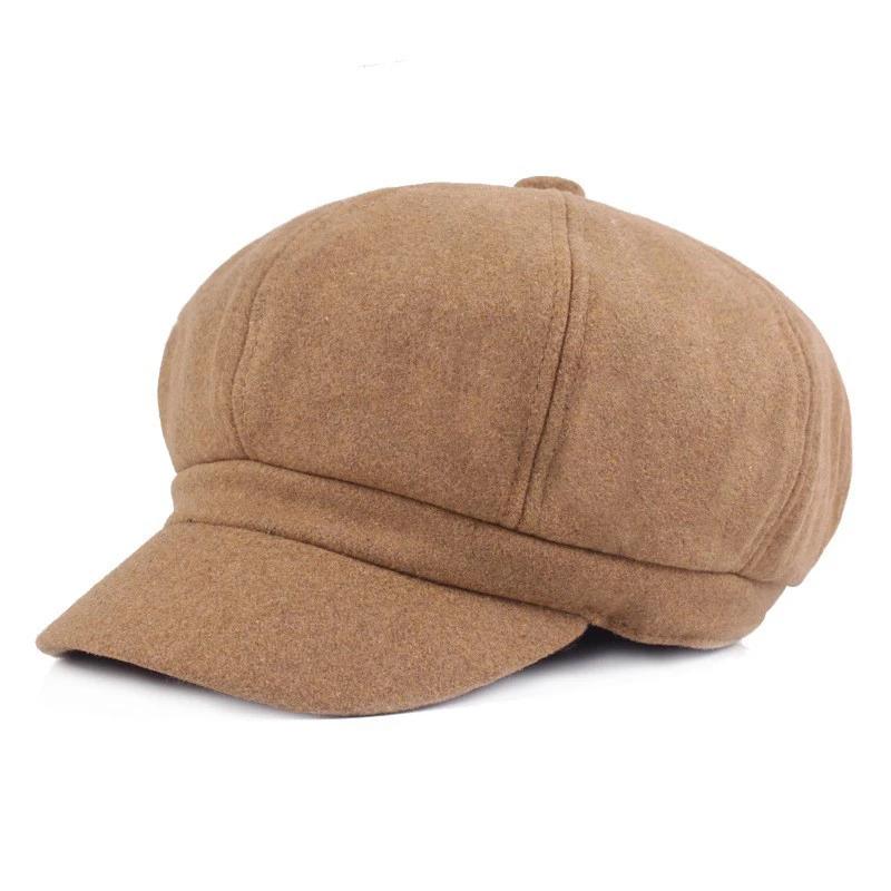 Vintage Beret Newsboy Hat Adjustable Autumn Winter Hat Cabbie Beret Octagonal Cap Soft Woolen Beret for Women Berets Painter Cap