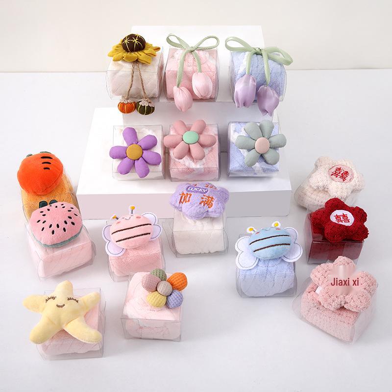 30x30 Coral Fleece Cartoon Animal Kids Towel Gift Box Set