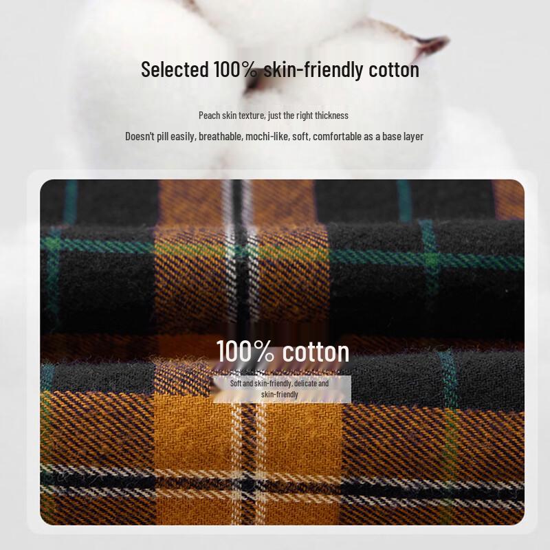 Boys' Warm Orange Plaid Cotton Long Sleeve Shirt Jacket