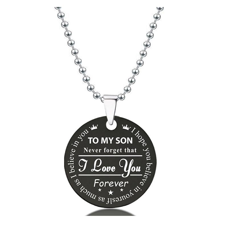 European/American Black Stainless Steel Necklace with Video Engraving - Valentine's and Christmas Gift