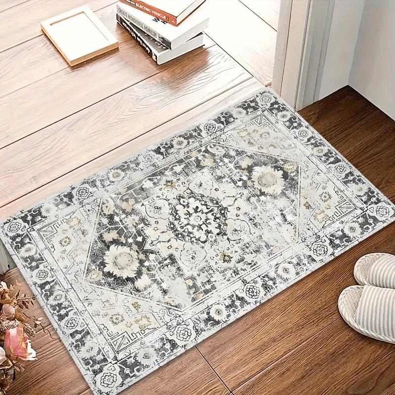 Retro Carpets for Living Room Home Decor Grey & White Rugs for Bedroom Non-Slip Entrance Rug Washroom Floor Mat Gift Alfombra