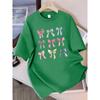 Summer T-shirt Women's Colorful Bow Printed Short Sleeve Comfortable Soft Round Neck Top Holiday Casual Women's Clothing
