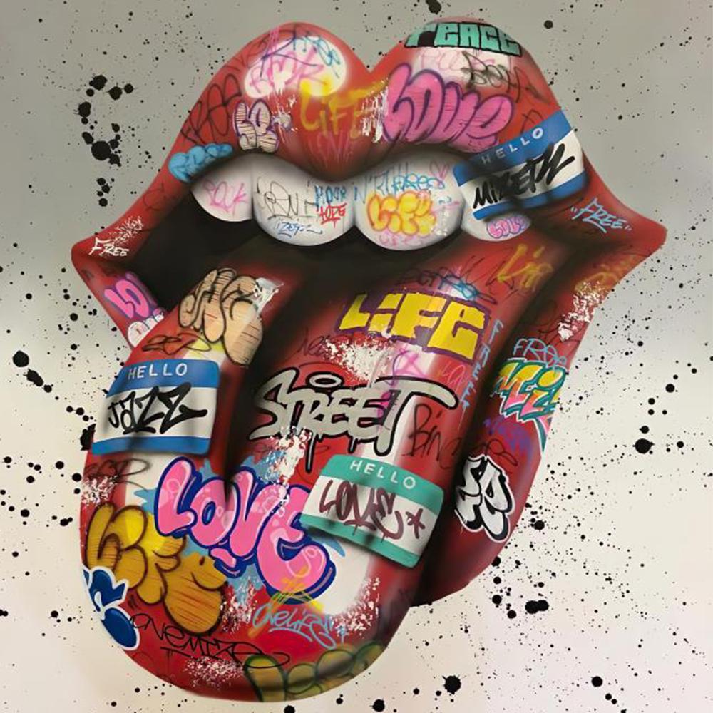 Gatugraffiti Populär abstrakt konst Väggaffisch Basketskor Kyssande Heminredning Dukmålning Väggmålning Bildtryck Konstverk