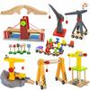 Wooden Train Track Racing Railway Street Sign Toys Bridge Track Accessories Fit Biro Wood Tracks Creative Toys For Children Gift
