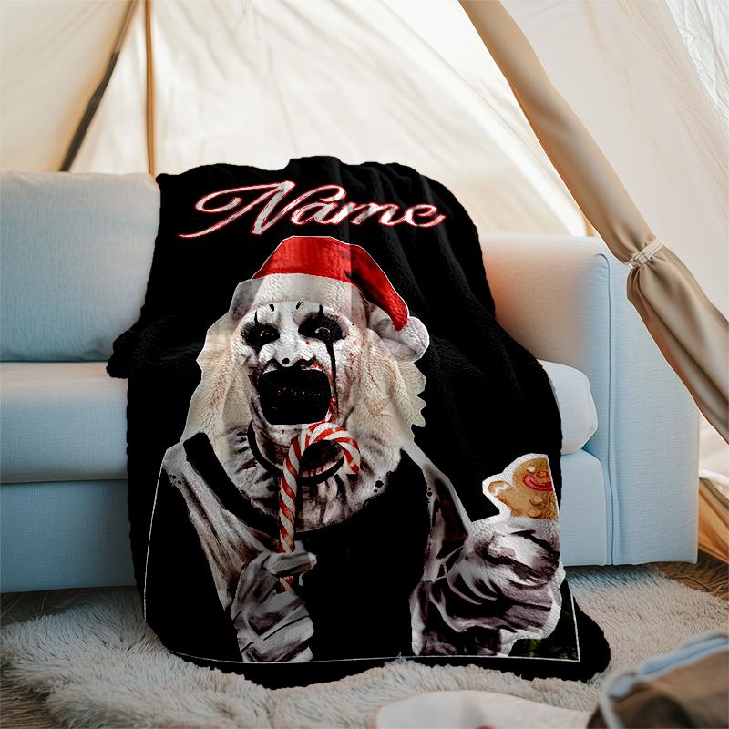 Personalized Custom Name Blanket - Terrifier Art the Clown Print Design,Blanket for Sofa,Bed,Travel,Camping - Soft and Warm, Great Gift