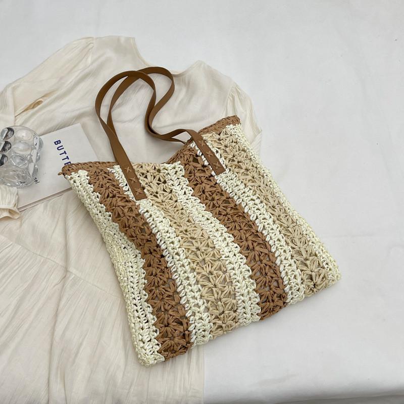 

Trendy Korean Style Casual Straw Woven Bag With Large Capacity For Women 2024 New Spring Fashion Tote Bag Shoulder Bag білий