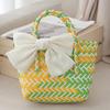 Elegant Bowknot Accent Basket for Weddings Holiday Gatherings and Travel Uses