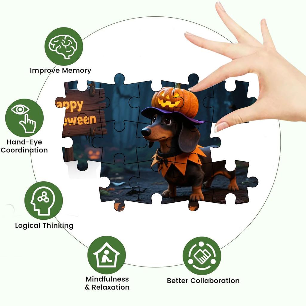 Słodkie zdjęcia puzzli na Halloween, Puzzle, Rodzinne gry edukacyjne, Rodzinne obrazy dekoracyjne.