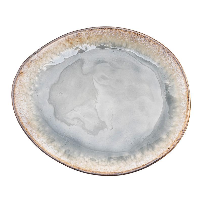 Kiln Change Ice Crack Glaze Ceramic Plate Retro Style Special-Shaped Plate Tableware Household Vegetable Plate Dessert Plate Dinner Plate