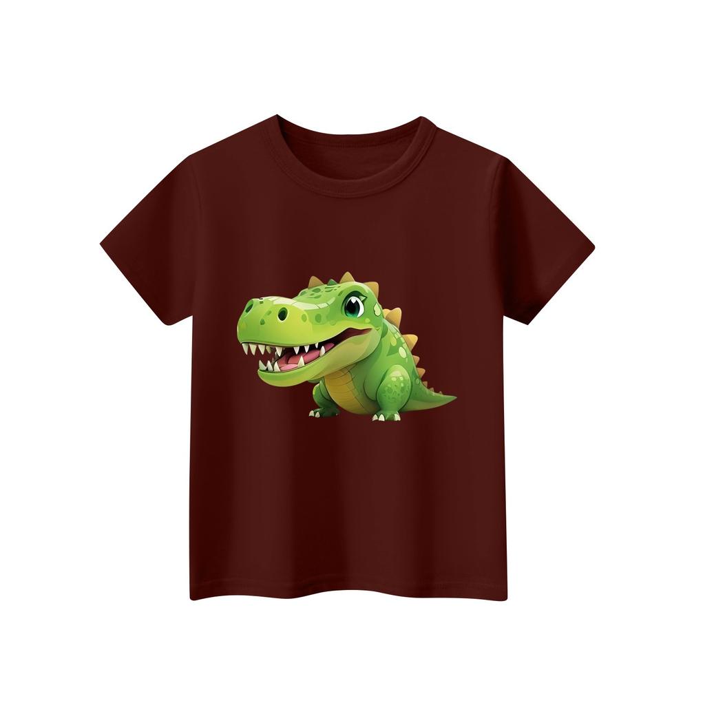 Kinder T-shirt met korte mouwen en halslijn, dierenprint, casual top voor elke dag.