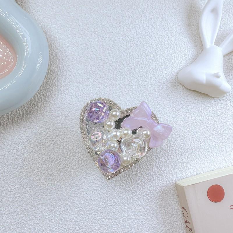 

Mobile Phone Airbag Holder Korean Ins Style Pearl Rhinestone Colorful Bow Heart-shaped Back Sticker Light Luxury Stretchable Women