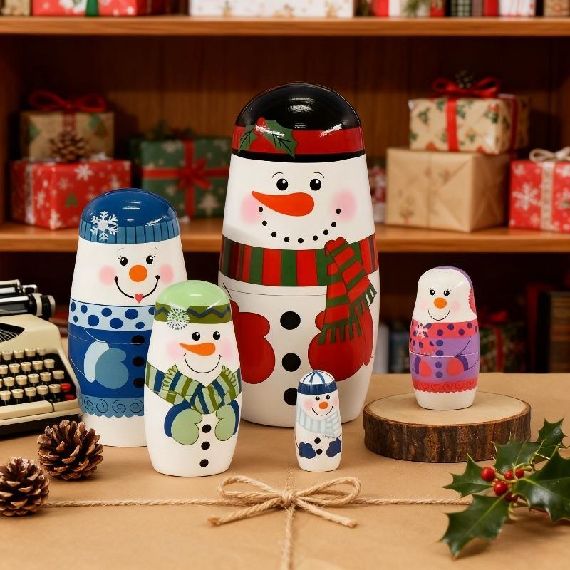 Set da 5 Pezzi Ornamenti Natalizi da Tavolo Stile Bambola, Decorazioni per la Casa, Regali di Natale, Decorazioni per Mobili d'Ufficio