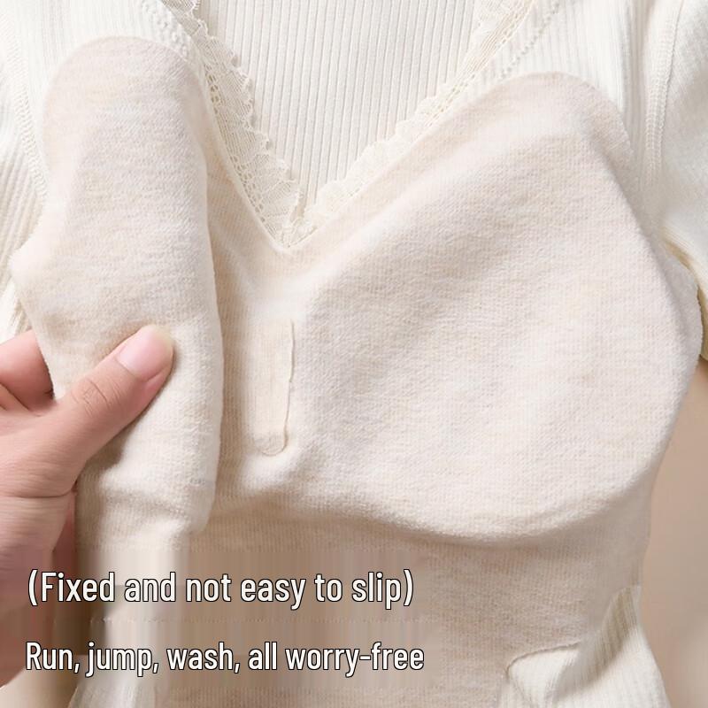 Langsha Women's Thermal V-Neck Seamless Base Layer with Built-in Bra