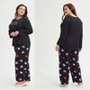 Frühling Sommer Übergröße 5XL 6XL Damen Herz Print Pyjama Set Zweiteilige Nachtwäsche Loungewear Kurzarm Oberteil und Hose Pyjama Damen Pijama Homewear