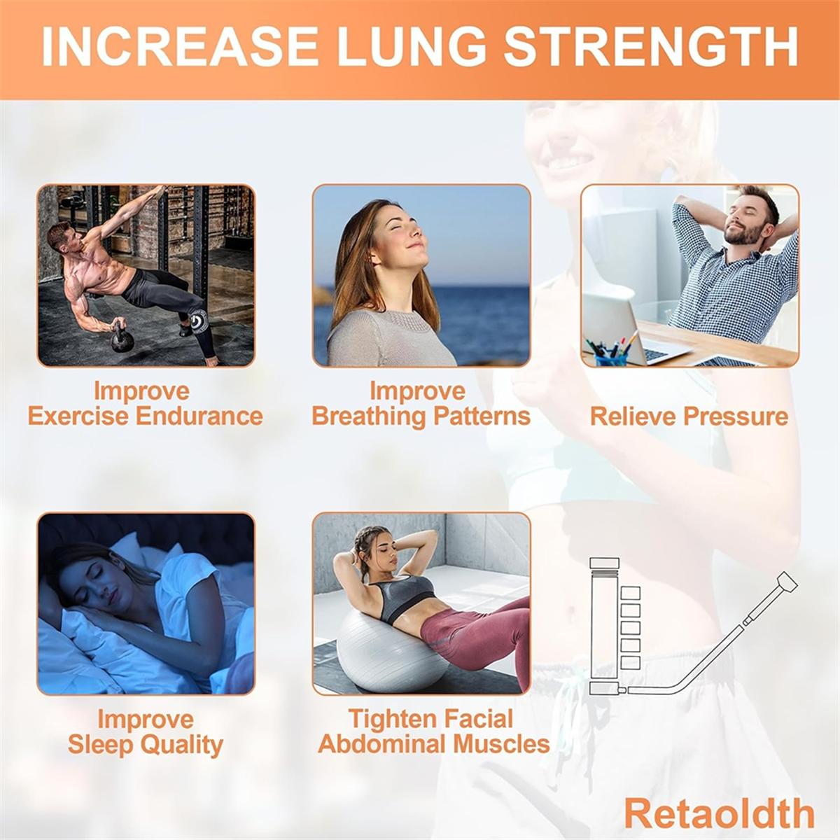 Breathing Exercise Device For Lungs, Deep Breathing Trainer For Adults, Natural Lung Training Tool 100G Breathing Dumbbell белый
