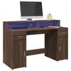 VidaXL Desk and LED Lights Brown Oak Engineered Wood, Work Desk, Study Desk, Home Office Desk, Desk 3309426