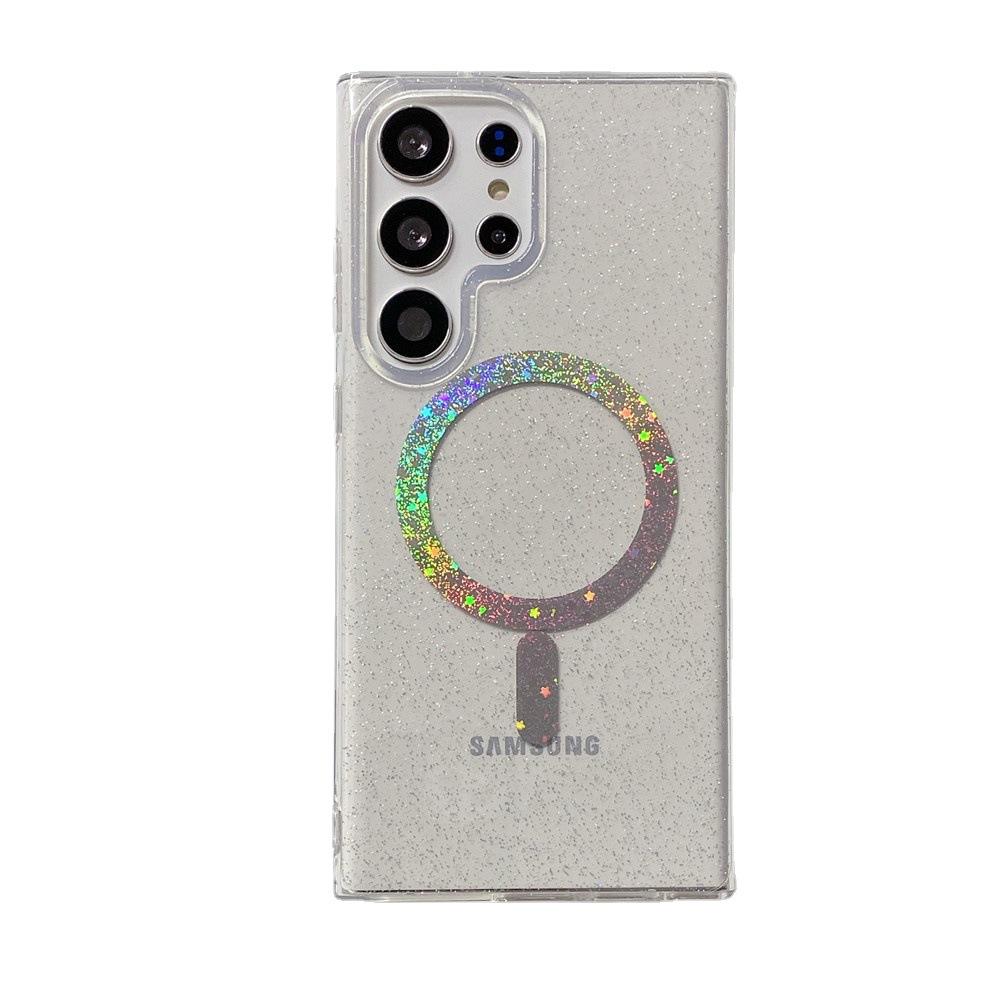 Suitable for Samsung S25 Ultra Colorful Magnetic Phone Case S24FE Transparent Flash Powder S23 Double Sided Coating To Prevent Falling