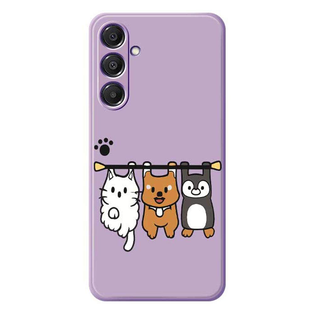For Samsung Galaxy A16 5G/4G Case Three Animal Dolls Pattern Printing Straight Edge TPU Phone Back Cover