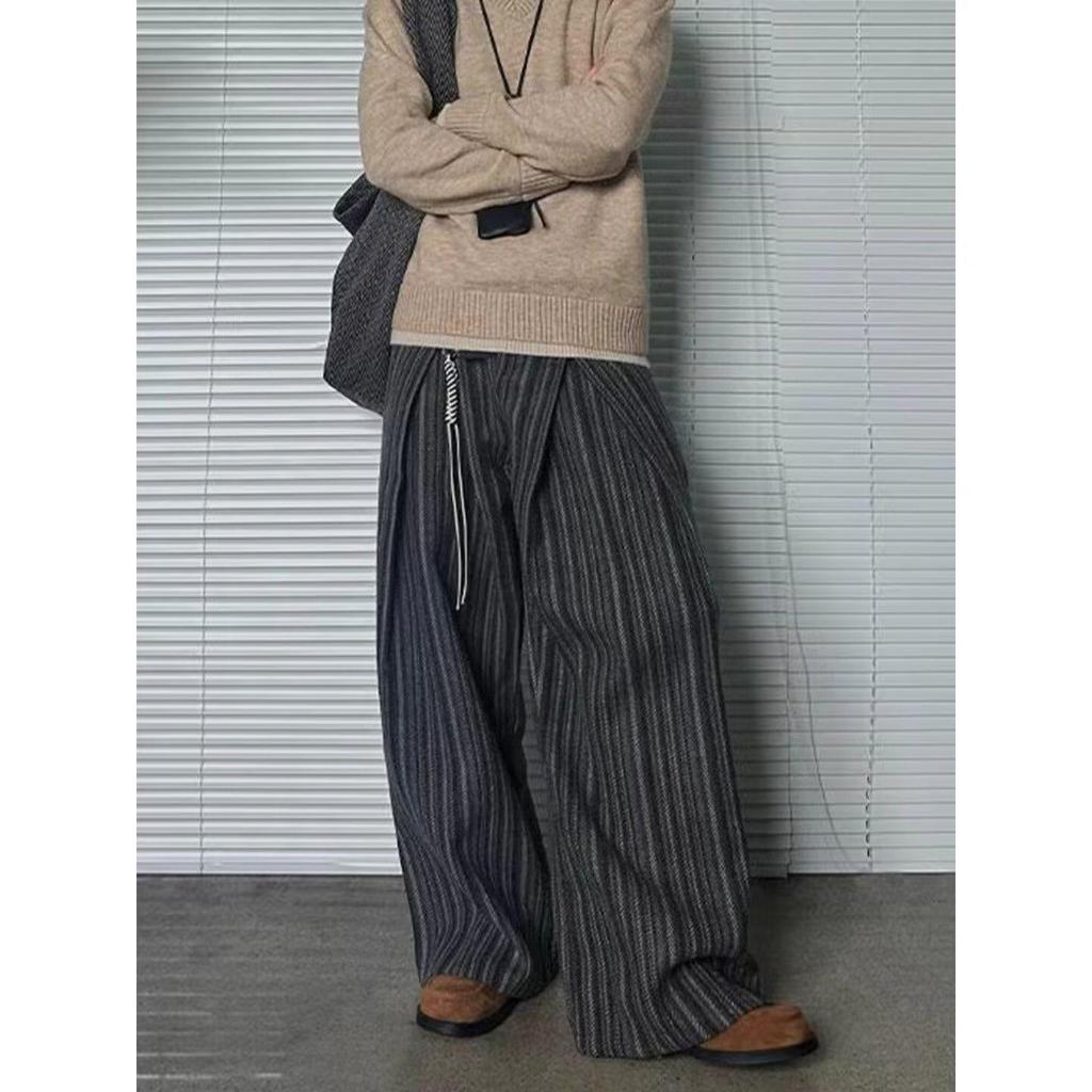 2026 Trend Striped Wool Pleated Casual Pants - Versatile, Simple, Lazy Style