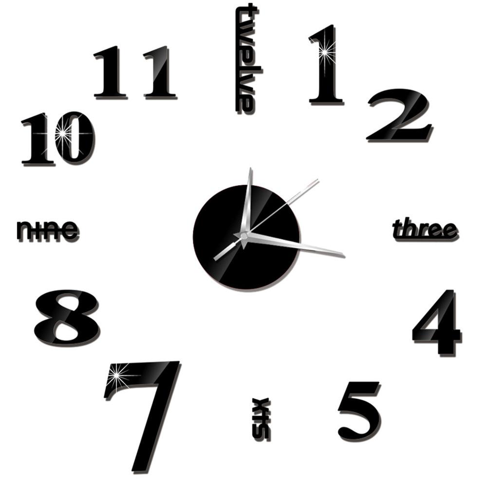 27inch Nordic Wall Clock Dining Restaurant Cafe Decorative Clocks Acrylic Mirror Wall Sticker Silent Quartz Watch Home Decor