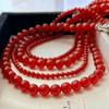 Retro Natural Agate Niche Pigeon Blood Red New Year'S Red Chalcedony Double-Layer Multi-Wearing Necklace