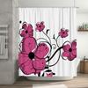 Charming Pink Floral Printed Shower Curtain for Bathroom Decoration Waterproof Fabric Decorative Home Accessories